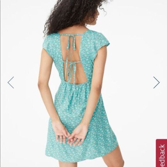 ✨Aeropostale Floral Sweetheart Neck Tie Back Teal Sz XL Dress✨ - Picture 4 of 11